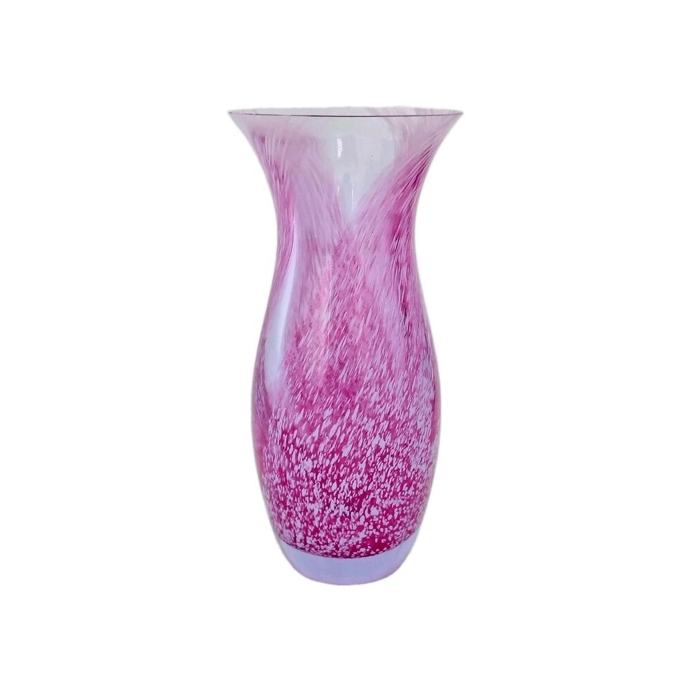 Caithness Of Scotland Purple White Swirl Speckle Handblown Art Glass Bud Vase